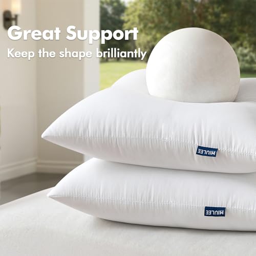 MIULEE Pack of 4 18x18 Outdoor Pillow Inserts, Water-Resistant Throw Pillow Inserts Decorative Premium Square Pillow Stuffer Sham for Porch Swing Couch Sofa Cushion Patio Furniture by MIULEE - Image 4