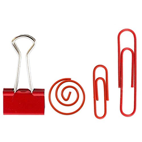 Jam Paper Office Clip Assortment - Red - (1) Binder Clips (1) Round Paper Cloops And (2) Paper Clips (Regular & Jumbo) - 4/Pack #TOP1
