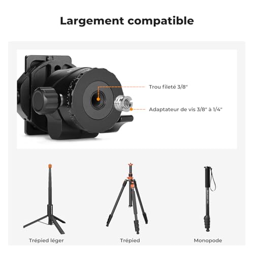 K&F Concept Rotule Ball Aluminium 360° Charge 10KG – vue 6