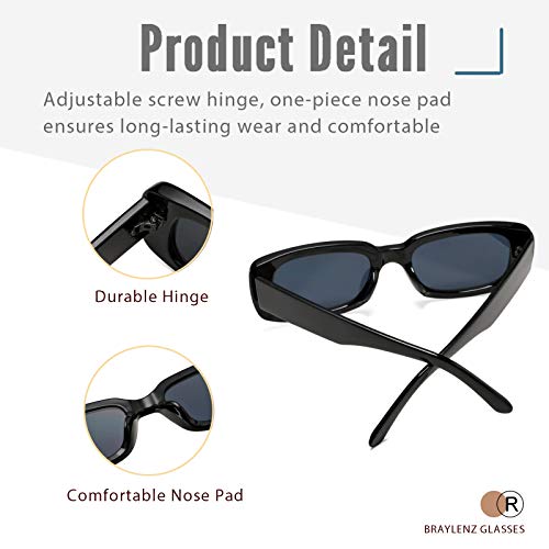 2 Pack Trendy Rectangle Sunglasses for Women Narrow Square Frame Shade 100% UV Blocking4