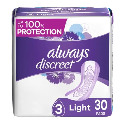 Always Discreet, Incontinence & Postpartum Liners For Women, Size 3, Light Absorbency, Regular Length, 30 Count
