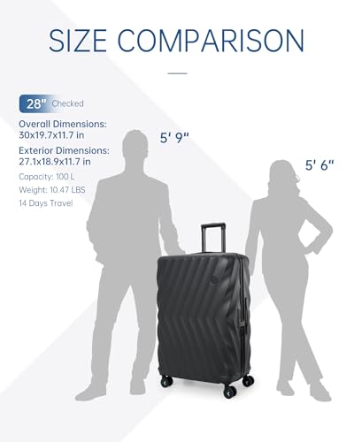 Image of BAGSMART 28 Inch Luggage with Spinner Wheels, Polycarbonate Hardside Suitcase with TSA Lock, Lightweight Rolling Travel Luggage for Men Women, Black