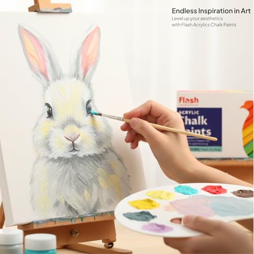 Image of Flash Acrylic Chalk Paint Set | Chalky Finish | 6 Colors The Vintage Palette | 15 ml, 0.5 fl oz Each | High Pigment Strength | Non Fading | Indoor /Outdoor | Non Toxic | Multi-Surface Paint | Pro Artist, Hobby Painters & Kid