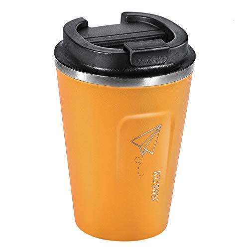 Taza térmica KUSSN - taza de café para llevar 100% a prueba de fugas - acero inoxidable 350 ml con aislamiento de doble pared para café - taza de viaje - taza de viaje sin BPA (naranja)