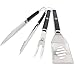 SUPER TAILGATING BBQ Grill Tools - 3 Piece Stainless Steel Heavy Duty Barbecue Set- Grilling Tongs, Grill Fork and 3 in 1 Spatula, Non-Slip Handles