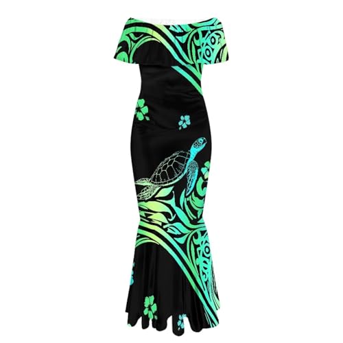 Image of Polynesian for Women S-7XL Off Shoulder Maxi Dress Hawaiian Summer Dresses