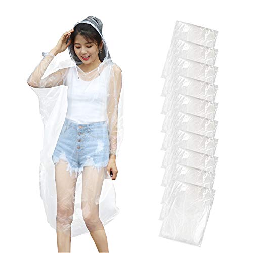 EXTSUD Chubasquero Desechable 10PCS Poncho de Lluvia para Adulto Chubasquero Transparente, Ideal...