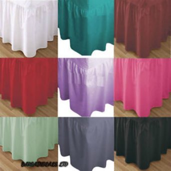 LUXURY PLAIN DYED FRILLED POLY COTTON PLATFORM BASE VALANCE SHEETS (PURPLE, KING)