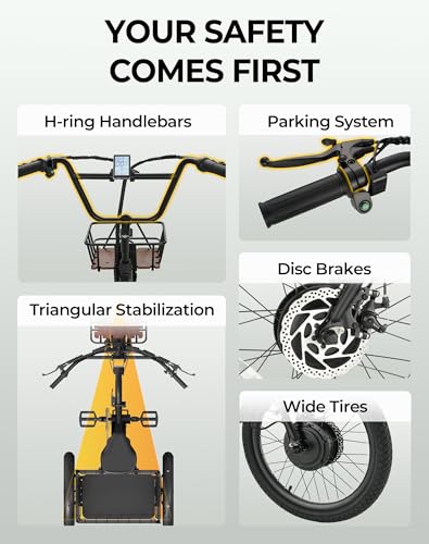 Image of Skeri Ebike Electric Trike, Peak 1000W Electric Tricycle for Adults, 20 inch Folding 3-Wheel Electric Bike, Step-Thru E Trike with 624WH Removable Battery and Large Basket