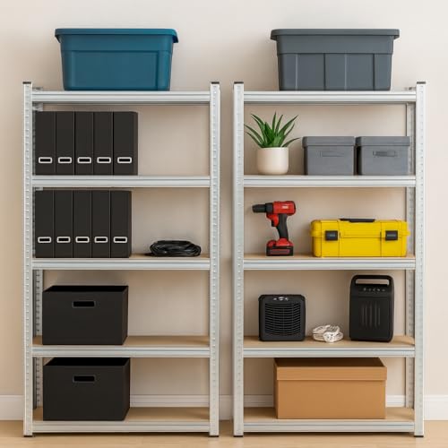 Estantería Metálica Almacenaje 2X Unidades | 80x90x40cm | 5 Baldas Ajustables Modulares | Acero Galvanizado Alta Resistencia | Gran Capacidad de Carga | Ideal Garaje | Trastero | Despensa | Oficina - imagen 2