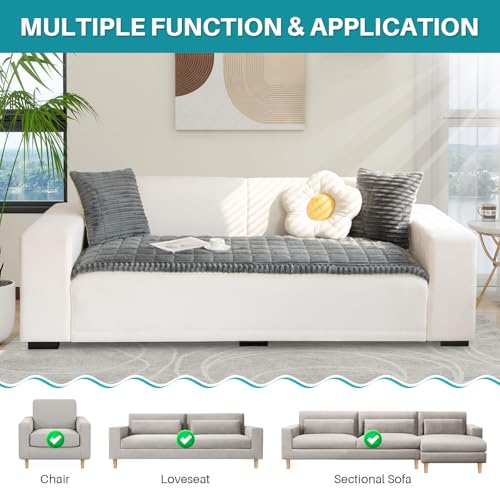 Topchances Thick Sofa Cover 1 2 3 Seater,Non-Slip Seat Cushions,New Super Soft Couch Cushions,Washable Sofa Pads Suitable for Dog Pet Living Room Furniture Protector(Dark Gray,70×150cm) - Image 2