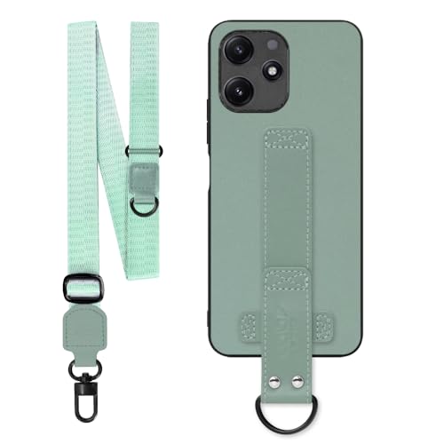 LOOF STRAP-SHELL �{�v ���U�[ �X�}�z�V�����_�[ �X�}�z�P�[�X for Xiaomi Redmi 12 5G �p �P�[�X �J�o�[ �X�g���b�v �X�g���b�v�z�[�� �V���v�� �����h�~ �ϏՌ� ���^ �y�� �����O�X�g���b�v D�J���t�� [�����O+