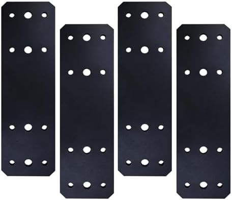 Post to Beam Connectors 2pcs,10X3 Straight Steel Flat Plate,Mending Plate I Shape Bracket,Black Powder Coated I Strap for Repair Wooden