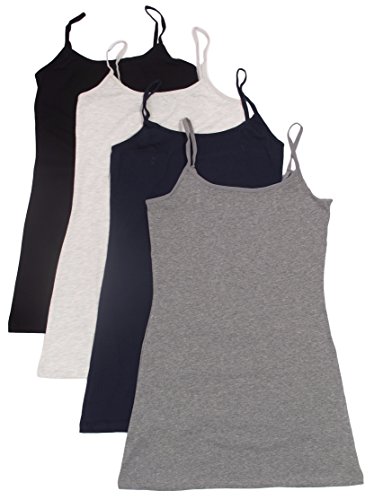 4 Pack Active Basic Women's Basic Tank Tops,Black/Navy/H Gray/Oatmeal,Small
