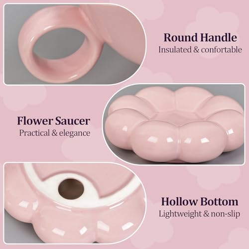 ARISKEY-Cute-Coffee-Mug-for-WomenTea-Cup-and-Saucer-Set-with-Spoon65oz200ml-for-Latte-and-MilkDishwasher-and-Microwave-SafeSuitable-for-MomPeach-Pink