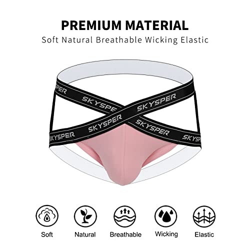 Skysper Men's Jock Strap Athletic Supporter For Men Sexy Jockstrap Male Underwear, Sg52-Pink, X-Large #TOP3