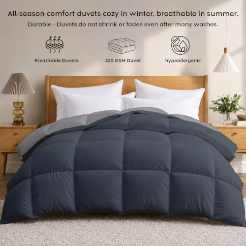 Image of AYKA Reversible Comforter 220 GSM Microfiber Reversible AC Comforter /Blanket for Winter /Quilt /Dohar /Duvets for King Size Blanket /Comforter Double Bed (Grey & Charcoal, 90 * 100)