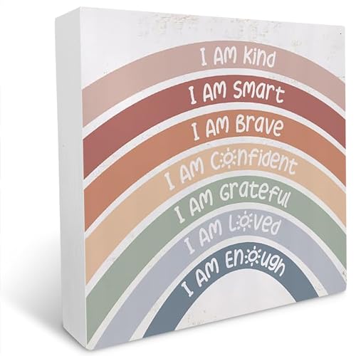 5 5 inches I am Kind I am Smart I am Brave Positive Affirmations Wood Box Sign Desk