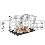 Sweetcrispy Medium Dog Crate with Divider Panel, 30 Inch Double Door Folding...