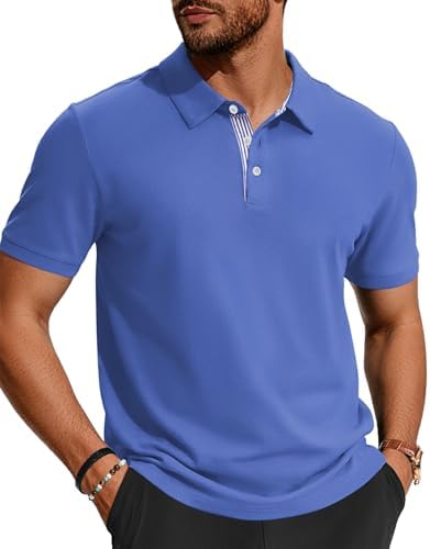Herren Poloshirts-Business Kurzarm Polo Shirts 100% Baumwolle Sommer Freizeit T-Shirt Klassisches