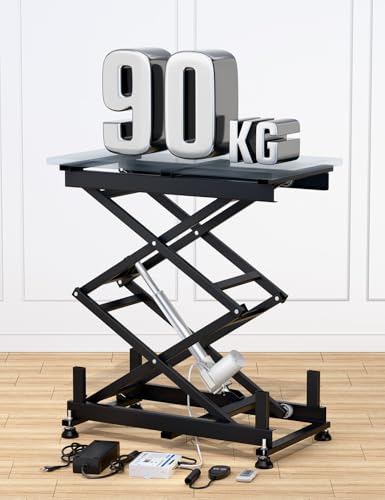 DIHOOL Mesa elevadora eléctrica de 90kg mesa elevadora plataforma elevadora laboratorio taller coche altura ajustable 265 1270mm elevador AC 100 240V y DC 24 30V