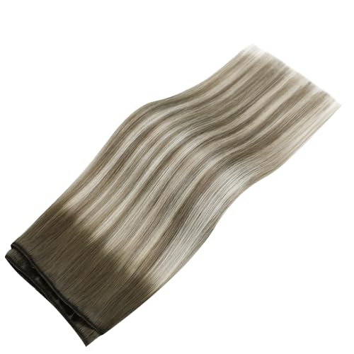 Image of Full Shine 20 Inch Weft Hair Extensions 105G Ash Brown To Blonde Silky Hair