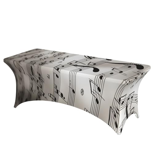 Nappe de table extensible en elasthanne motif notes de musique lavable interieur - 2