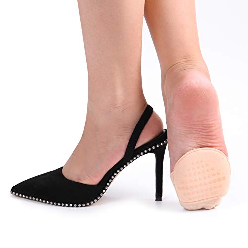 Image of Flammi 6 Pairs Ball of Foot Cushion Socks,Women's Toe Cover with Padding Toe Topper Liner Socks Non-Skid Bottom
