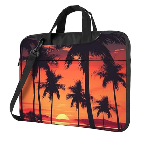 Sac ordinateur portable palmier au motif imprimé coucher de soleil estival