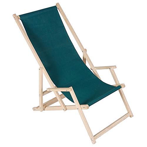 Melko Tumbona plegable de madera para la playa, color verde