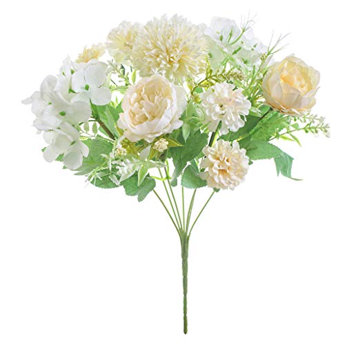 CXUKUN Künstliche Blumensträuße, künstliche Pfingstrosen, Seide, Hortensien, Kunststoff, Nelken für Blumenarrangements, Tischaufsätze, Hochzeit, Party, Dekoration, 1 Stück Cover