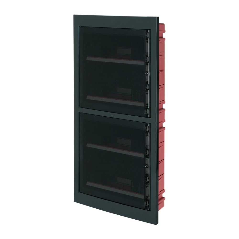 Centralino ad incasso, 72 (4x18) moduli, con morsettiera 6x10mm, nero, IP40, sportello in policarbonato fume' - Elettrocanali EC63072NE