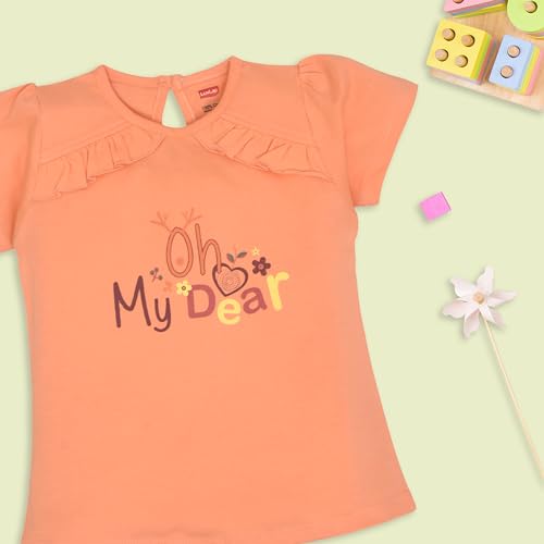 Image of LuvLap Baby Girls Regular Fit 100% Cotton Half Sleeves Girls Top CoSet Pack of 3