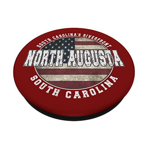 North Augusta South Carolina, Vintage American flag PopSockets Swappable PopGrip, Black - Image 2