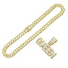 Hao Wu Xuan Fashion Men Hip Hop King Queen Letter Pendant Necklace with 13mm Miami Cuban Chain Iced Out Bling Hiphop Necklaces Fashion Women prezzie #5