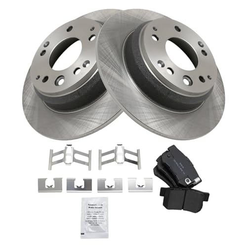 Image of TRQ Rear Brake Pad and Rotor Set Semi Metallic Rotors