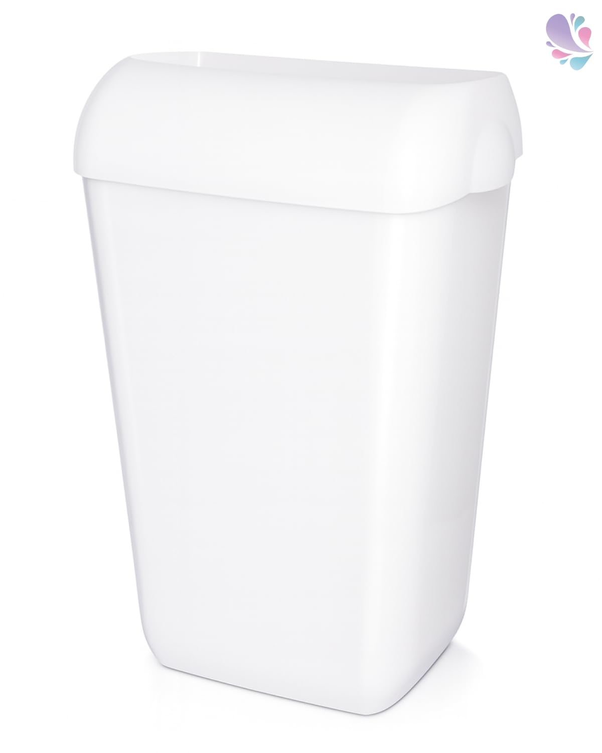 Premium BIN Abfallbehälter 25 Liter Weiß | ABS-Kunststoff, Einwurfwölbung, Deckel & Wandhalterung inkl., für Sanitärraum, Büro, Küche & WC