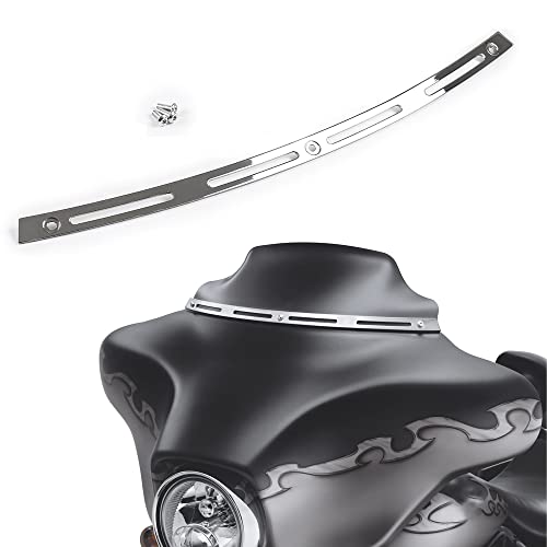 WYNMOTO Windschutzscheibenverkleidung aus poliertem Edelstahl, mit Schlitzen, Chrom, kompatibel mit Harley Touring Electra Street Glide Ultra Limited Tri Glide 1996–2013