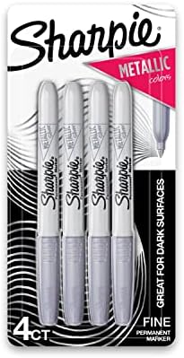 Sharpie 39109PP Metallic Permanent Markers, Fine Point, Silver, 4 Count