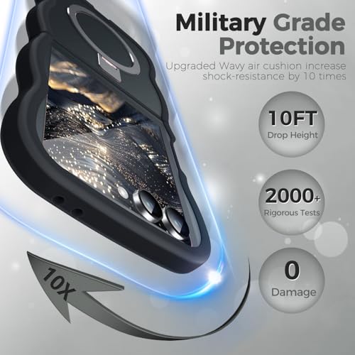 Image of Cute Wavy Magnetic Stand Case for Galaxy Z Flip 7 Fit for MagSafe, Black