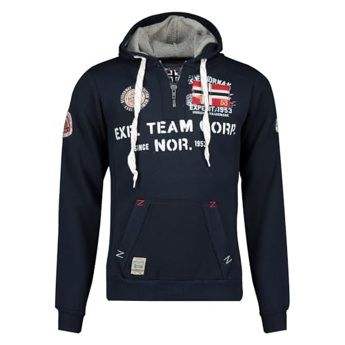 Geographical Norway- Sudadera con Capucha de Hombre de Manga Larga Modelo GOPTAINE - Color Azul Marino Talla XL