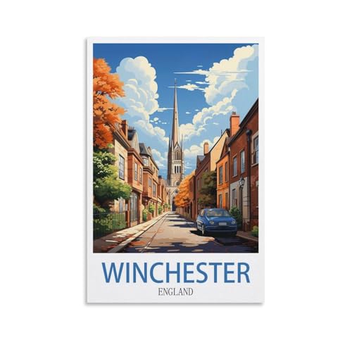 CNAHEIZ Winchester City Vintage-Reiseposter, Straße, 20 x 30 cm, Leinwand-Kunstdruck, Gemälde für Wanddekoration, Wohnzimmer, Schlafzimmer