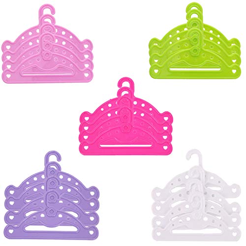 ZWSISU 20PCS Doll Clothes Hangers Set Dollhouse Furniture Accessories for 18 Inch American Girl Doll House Wardrobe Accessories 5colors