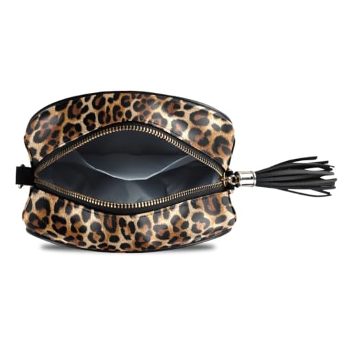 Image of ALAZA Women's Leopard Print Animal Skin PU Leather Crossbody Bag Shoulder Purse with Tassel
