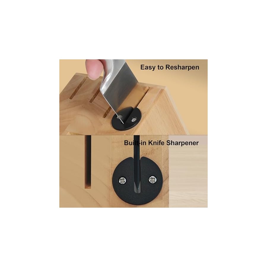 Kuisine Premium Sharp Knife Set,Carbon Steel Knife Set Forged,Ergonomic Handle Knife Block Set,Kitchen Block Knife Set,Chef Knife Set Built-in Sharpener(Silver Pro, 15PCS)