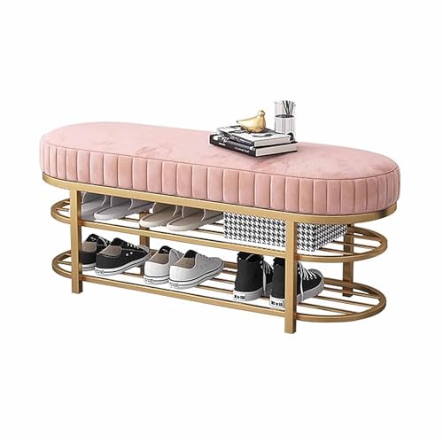 LWJSOCP Shoe-changing benchShoe Rack Bench with Velvet Cushion 3 Tiers Shoe Bench with Metal Shoe Rack Entryway Bench for Hallway Mudroom