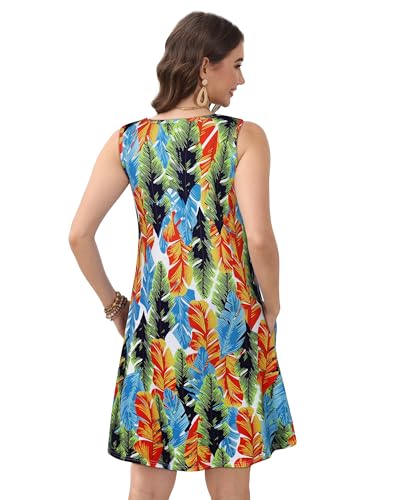 Image of CHICGAL Womens Summer Dresses Casual Sleeveless Loose T Shirt V Neck Sundress Swing Beach Cover Up with Pockets 2026