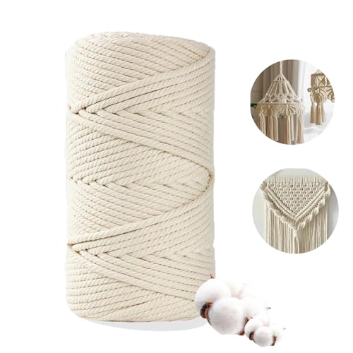 Boic Hilo Macrame 3mm X 300m, Cuerda Macrame, Cuerda De Algodón Gruesa Macrame Hilo De Macramé Cordón De Algodón De Macramépara Manualidades, Plantas Colgantes Y Decoración Bohemia