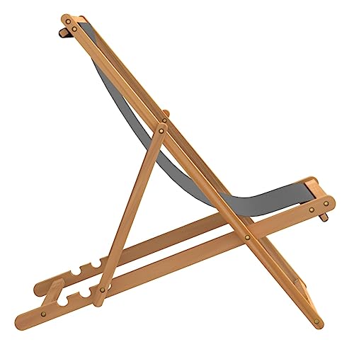 Chaise de plage pliable en bois de teck massif gris 56x105 cm