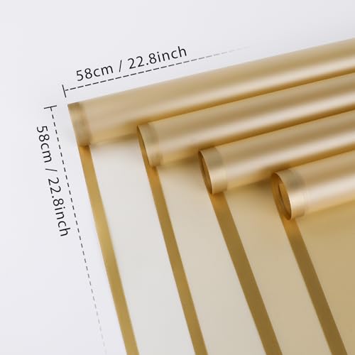 NESCCI 20 Sheet Flower Wrapping Paper - Waterproof Floral Bouquet Wrapping Paper, Florist Supplies Packaging Paper for Wedding Birthday Gift DIY (Translucent Gold) - Thumbnail 3